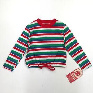 Vintage Tog-A-Longs Shirt Girls Size 2T Stripe Long Sleeve
